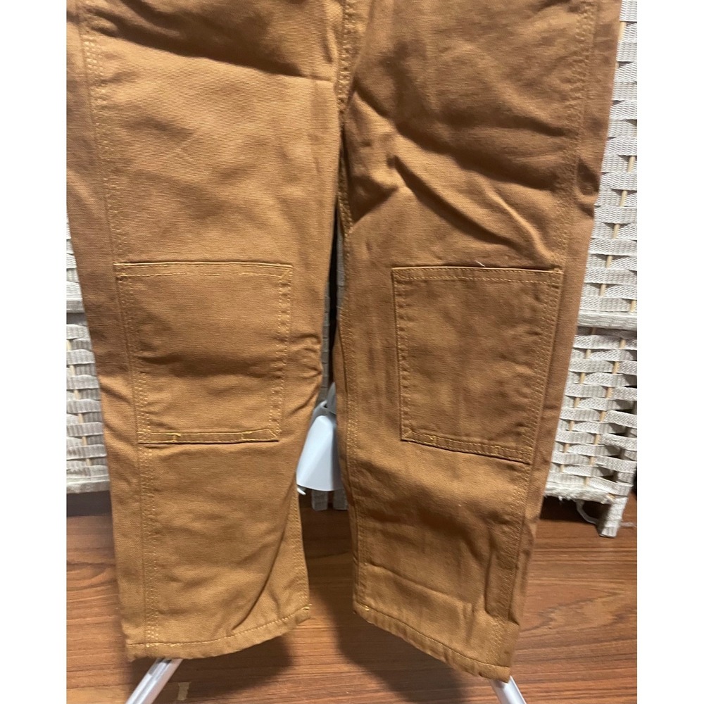 NWT Carhartt Kids Flannel Lined Duck Bib Overalls Brown Plaid Size 4T - Picture 4 of 15